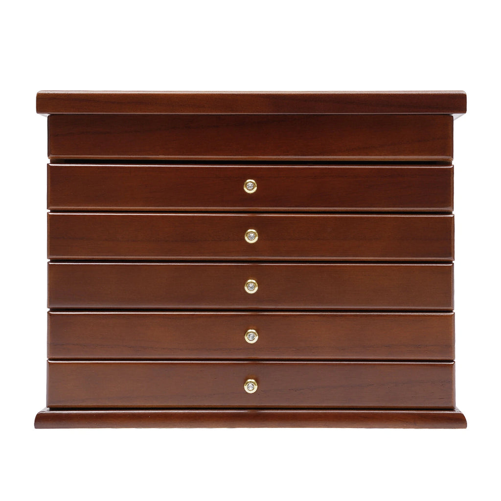 6-Layer Brown Jewelry Box Case Necklace Ring Storage Cabinet Organizer &Drawers | eBay