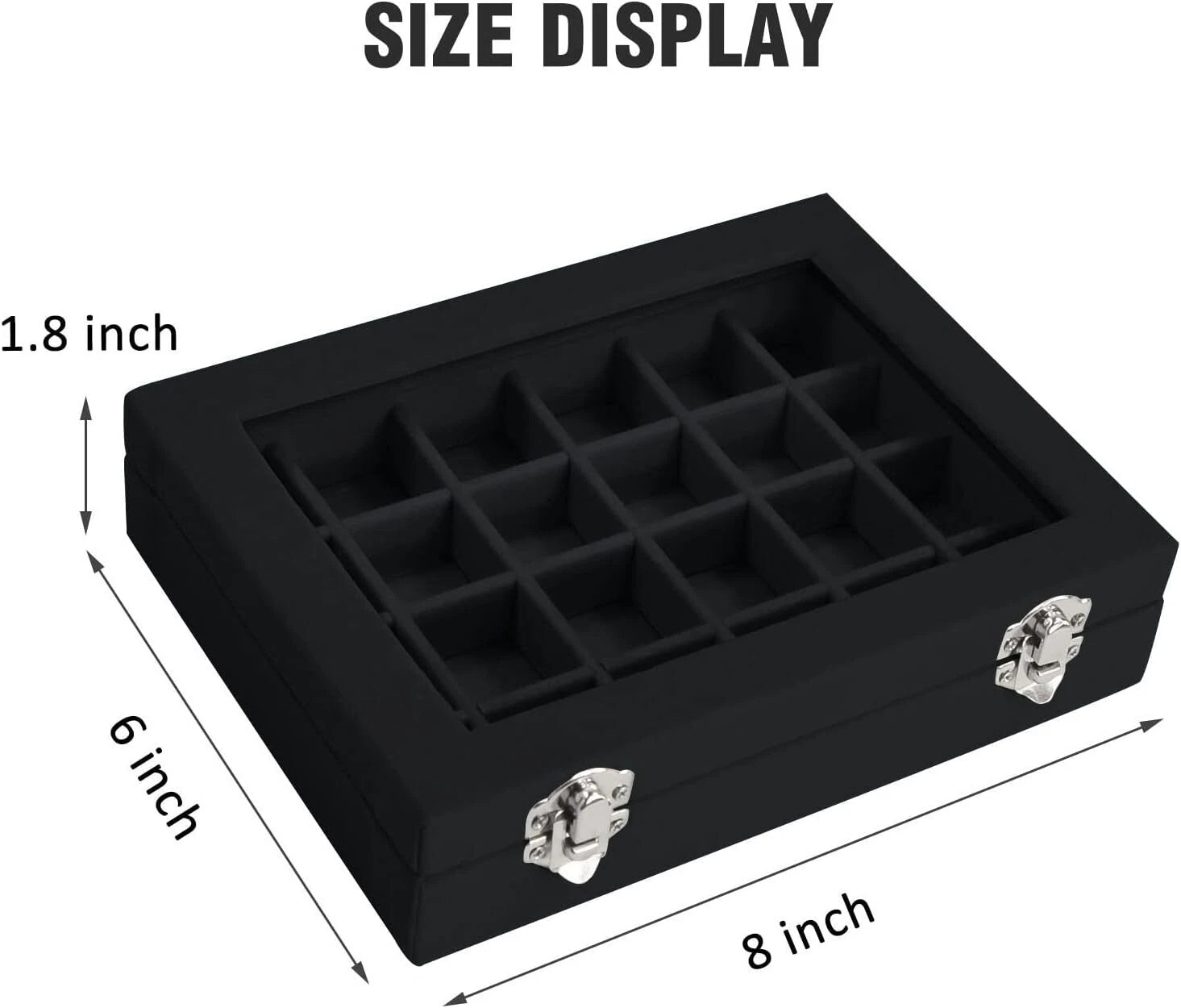 Velvet Jewelry Box 24 Grid Jewelry Ring Display Organiser Box Tray Holder Case | eBay