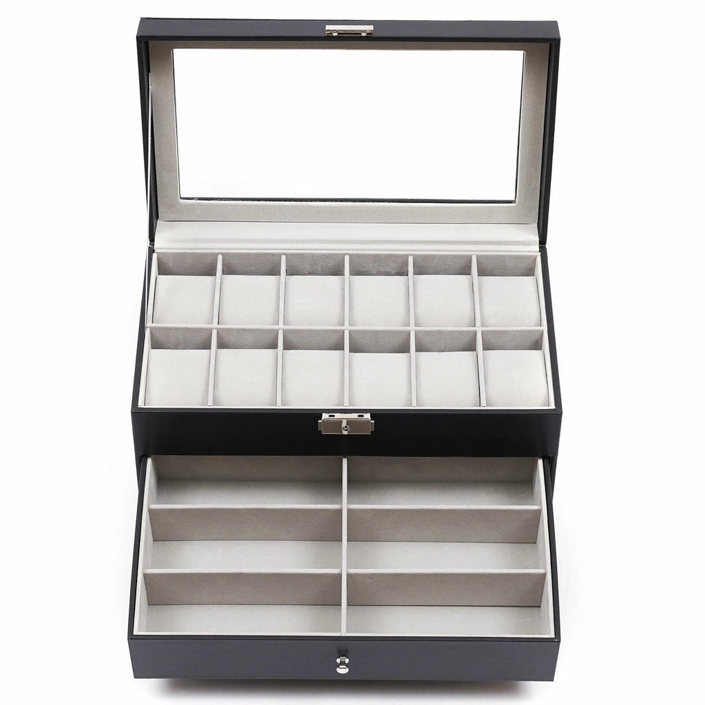 3 Layers Jewelry Storage Box 25 Slots Watch Sunglasses Organizer Display Case | eBay
