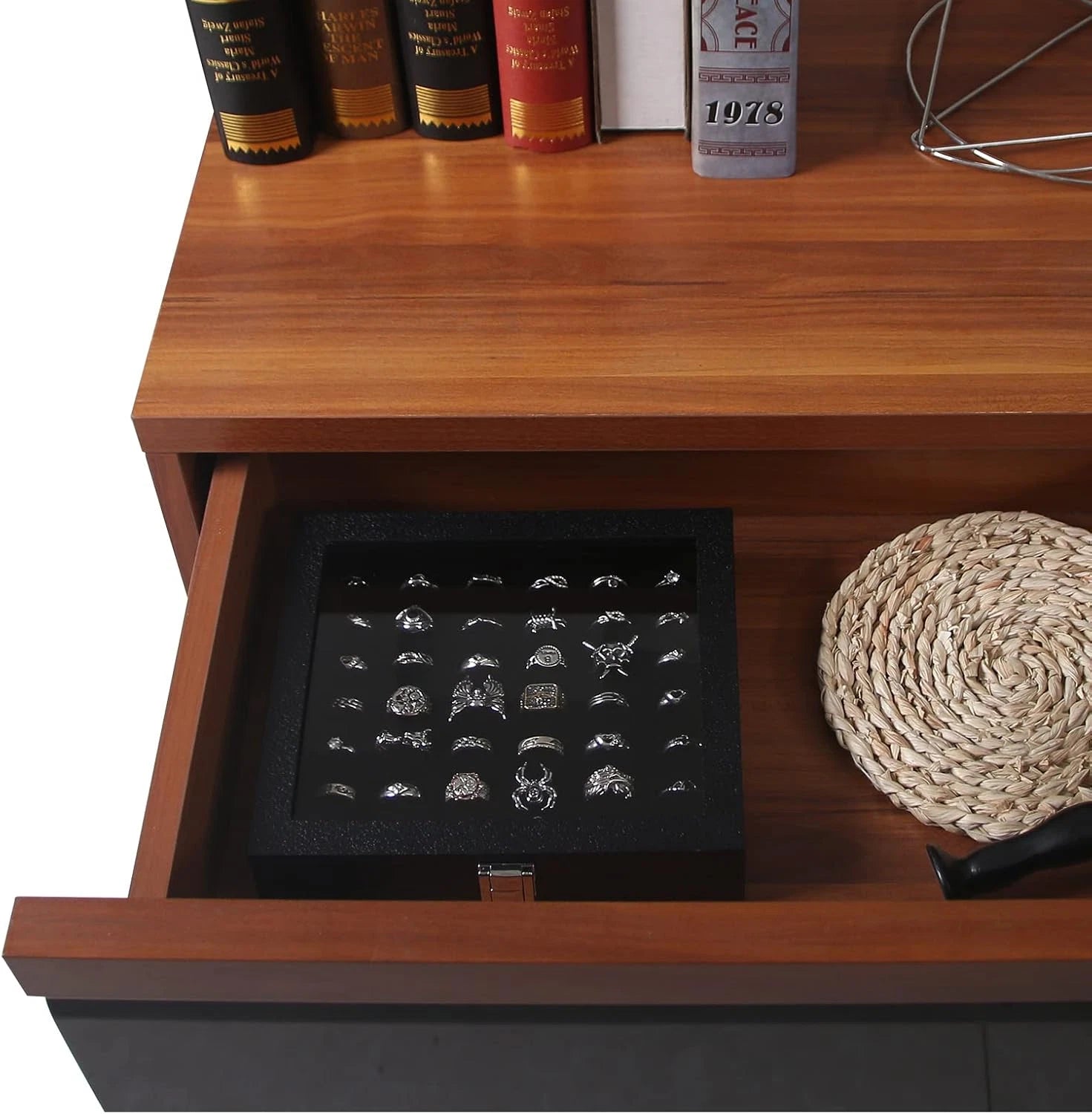 Ring Organizer Display Case, Black Jewelry Storage Tray for 42 Rings, Stackable | eBay