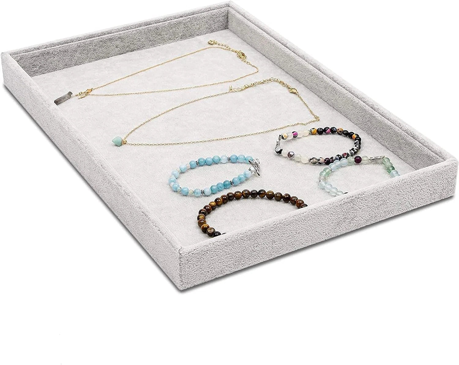 Grey Velvet Stackable Jewelry Organizer Tray for Necklaces, Rings, Display For | eBay