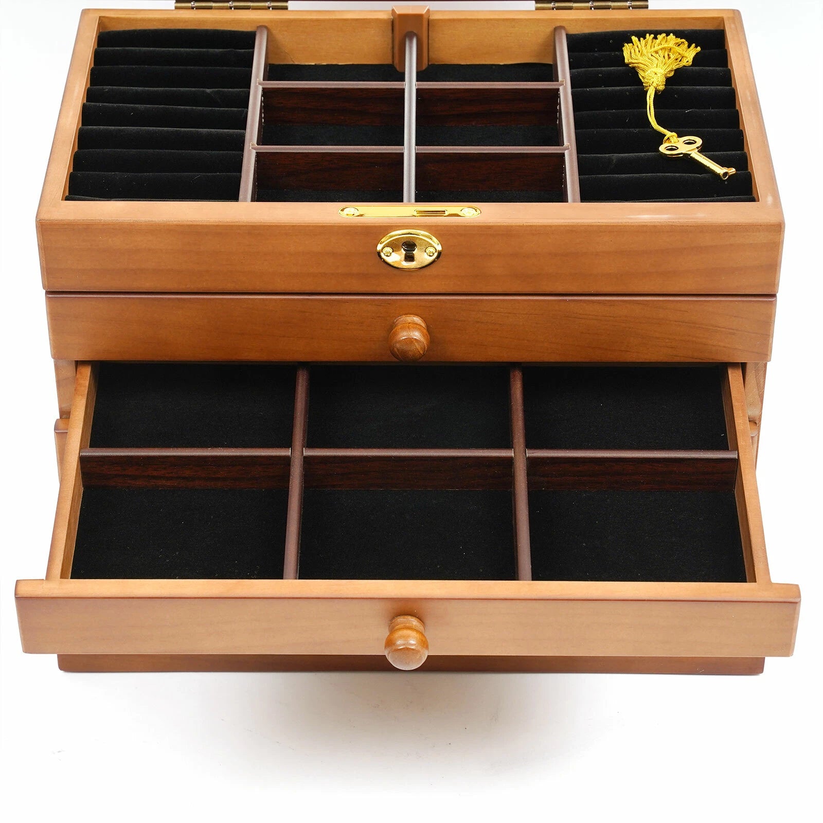 Jewelry Case Jewelry Storage Box 6 Layers Organizer Wooden Large Jewelry Cabinet | eBay
