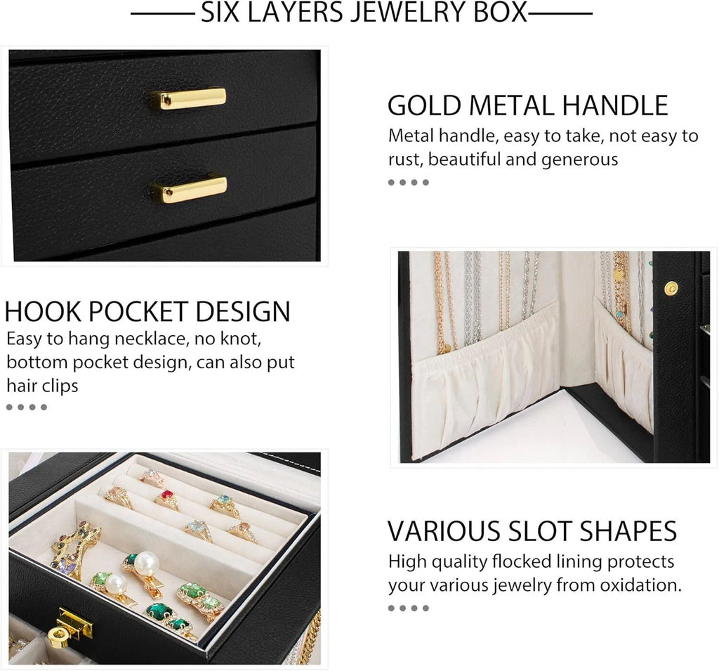 Jewelry Box Organizer for Women Girls Functional Leather Jewelry Storage Case US | eBay