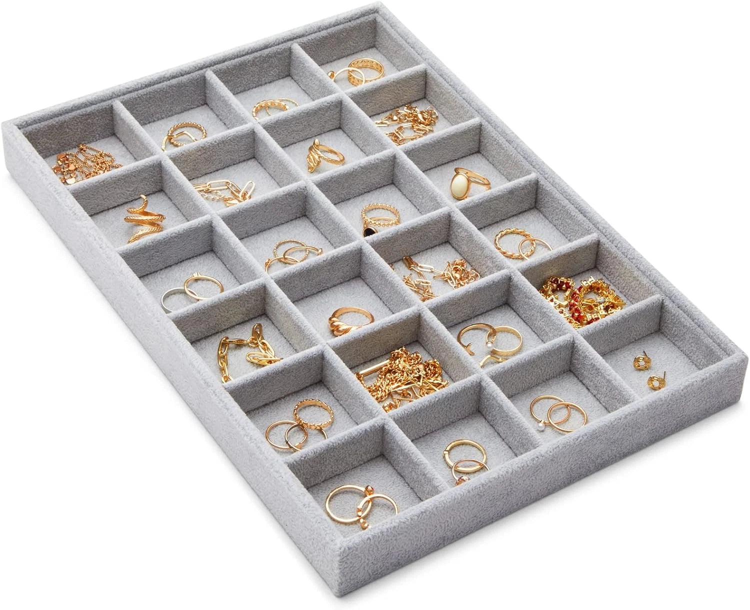 Grey Velvet Stackable Jewelry Organizer Tray for Necklaces, Rings, Display For | eBay