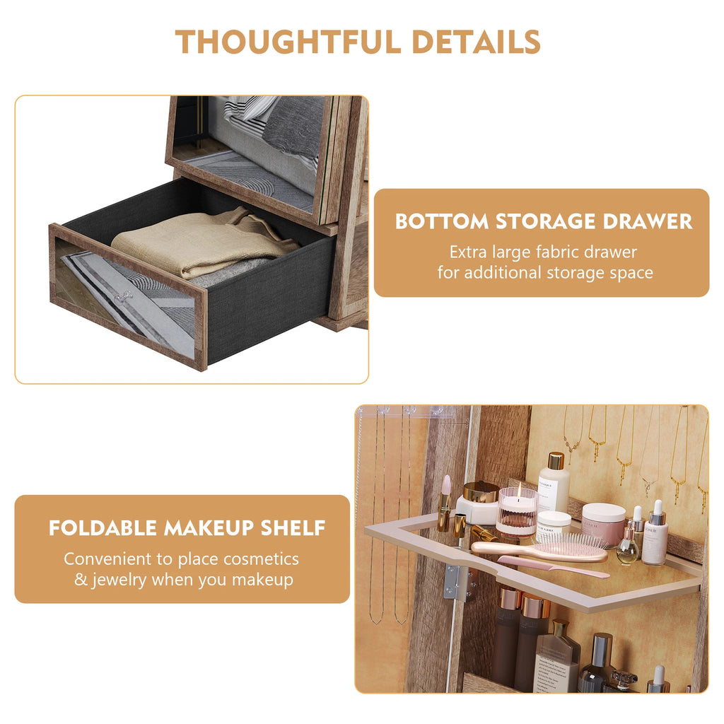360° Swivel Jewelry Cabinet Full Length Mirror Jewelry Box with Lock | eBay