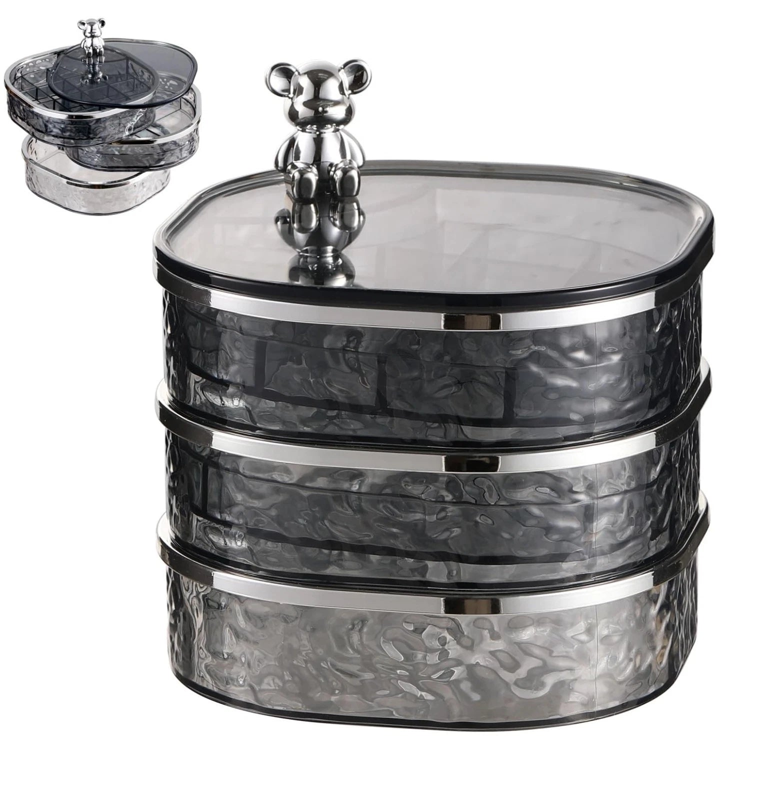 Jewelry Storage Box Rotating Storage Box 3 Layer Jewellery Organiser Box Jewe... | eBay