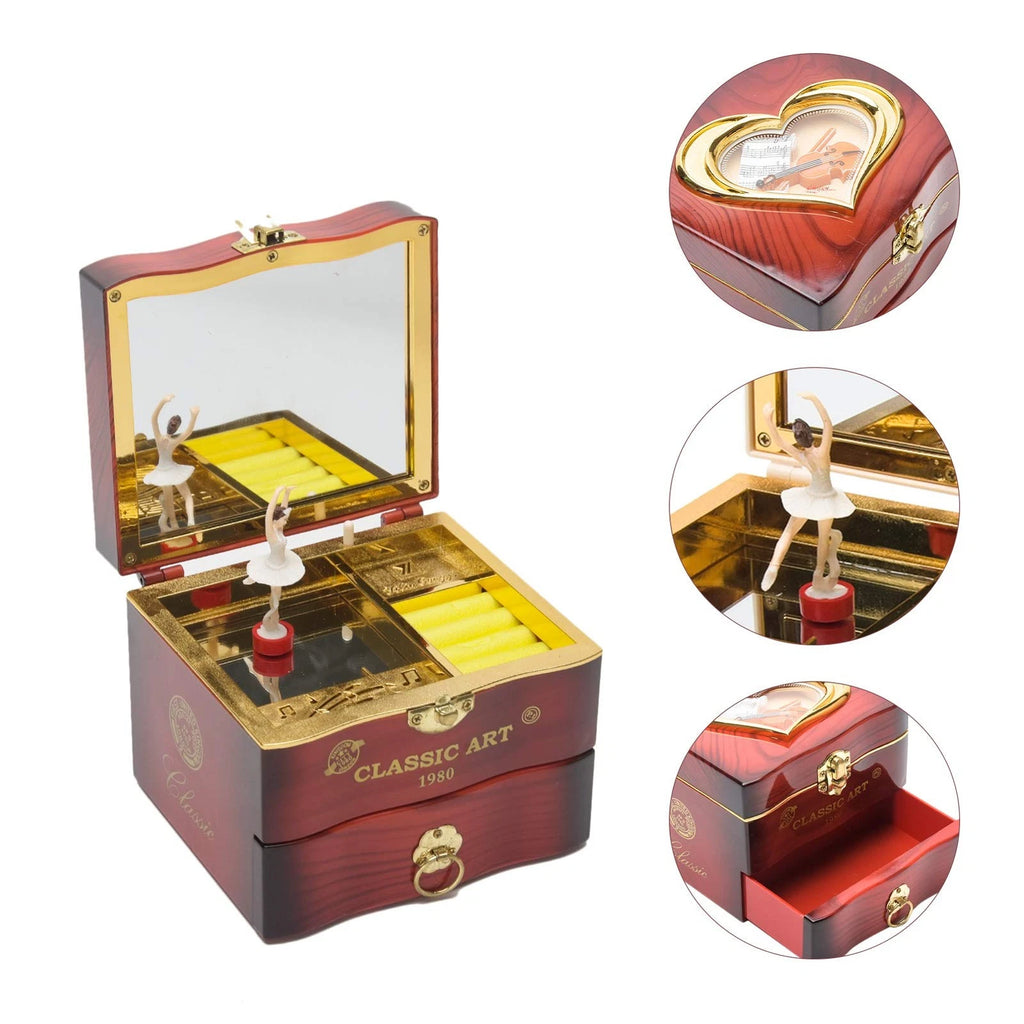 Music Jewellery Box with Rotating Ballerina Dancer Necklace Ring Storage, Mirror | eBay