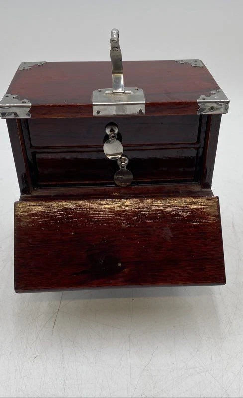 Brown Wooden Rectangular Shaped Korean Hinged Jewelry Box With Lock | eBay
