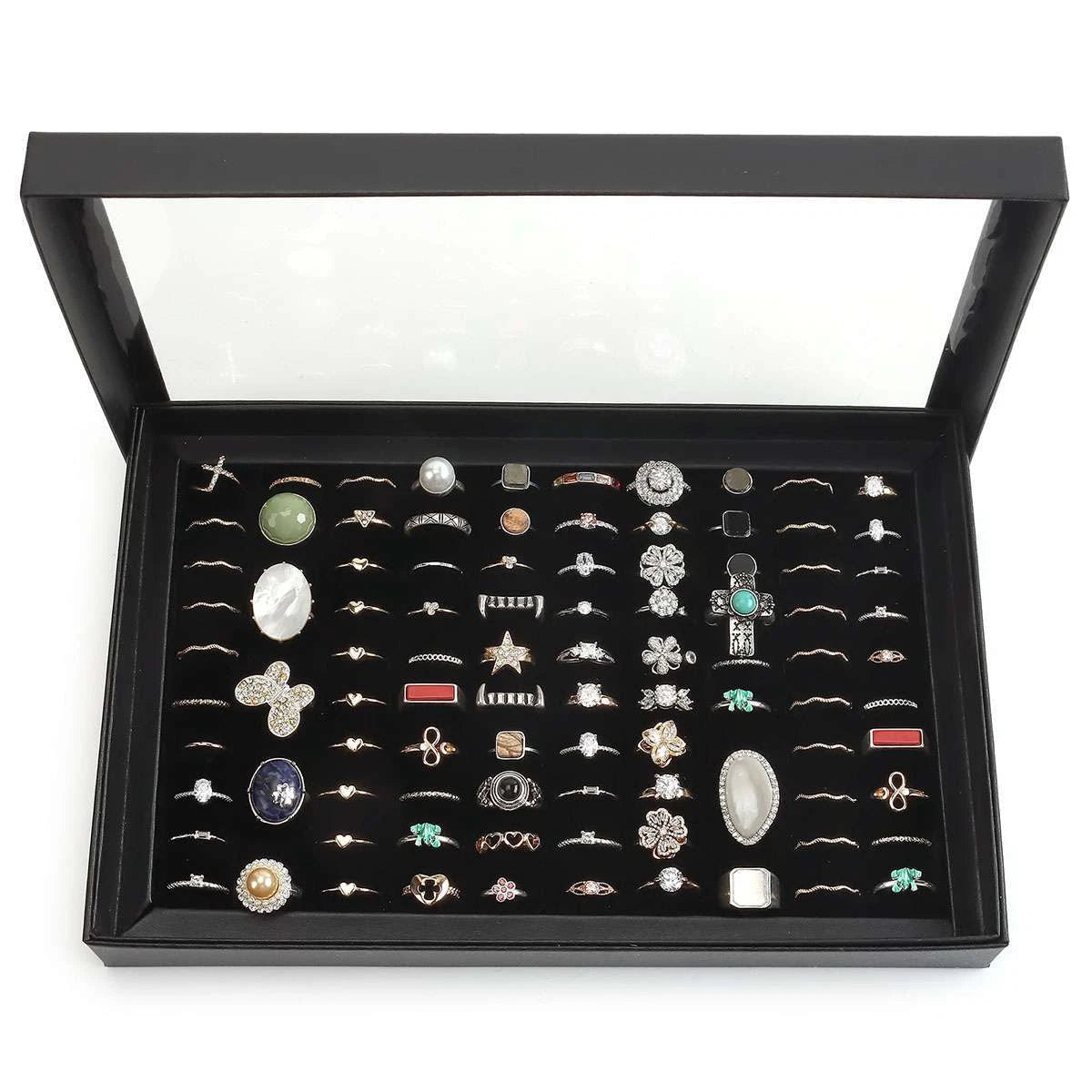 1-3 Pack 100 Slots Jewelry Ring Display Organizer Tray Holder Storage Boxes Case | eBay