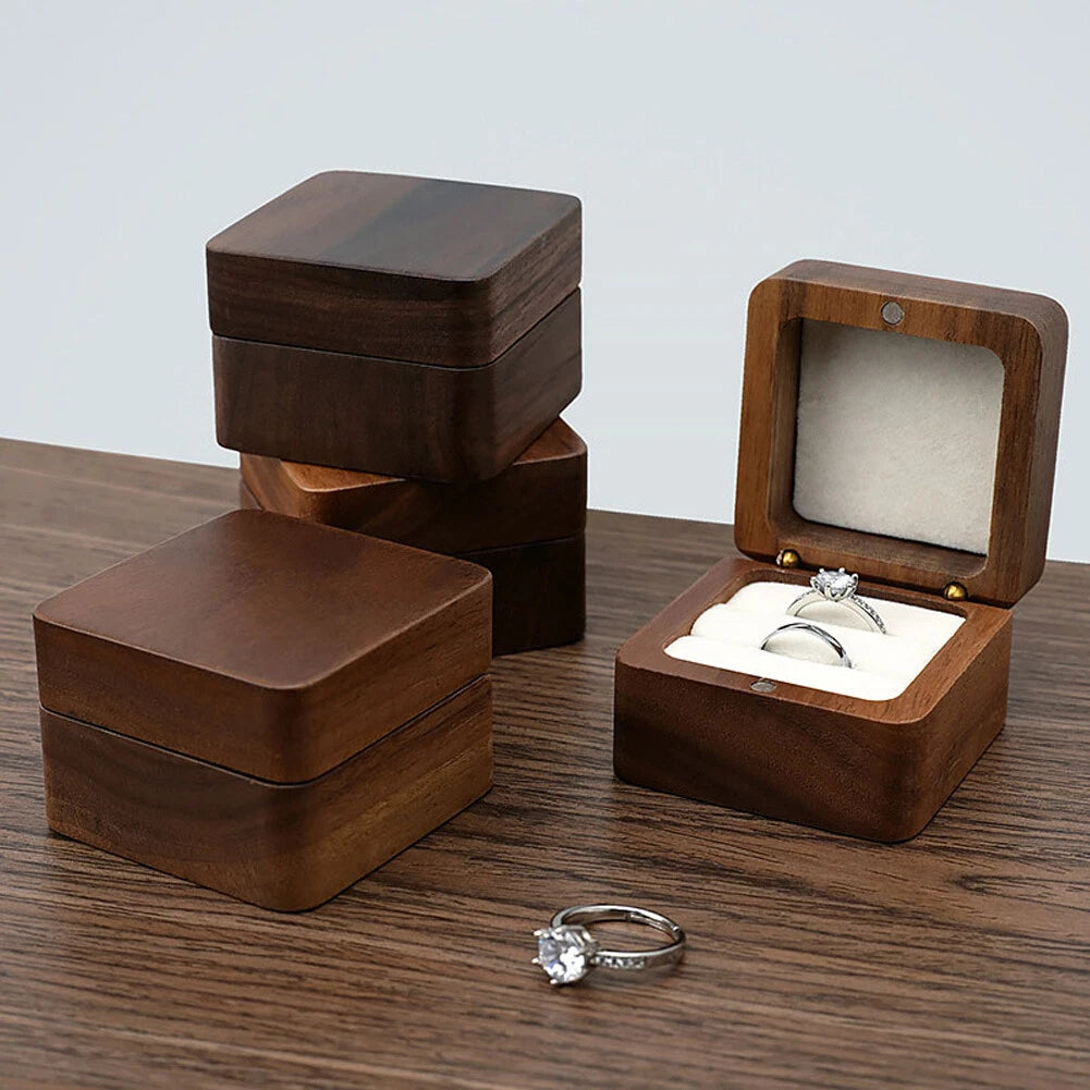 Engagement Ring Box for Proposal Engagement wooden for Double or Single RIng. | eBay