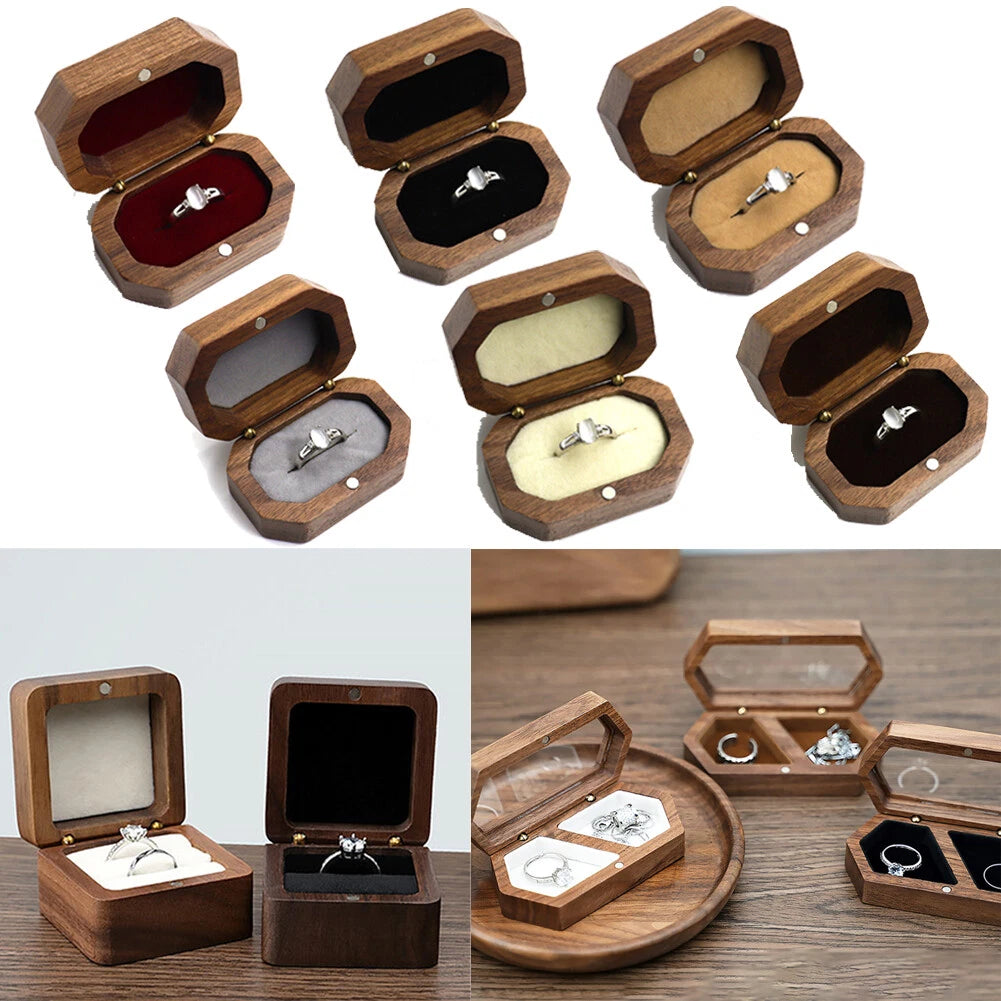 Engagement Ring Box for Proposal Engagement wooden for Double or Single RIng. | eBay
