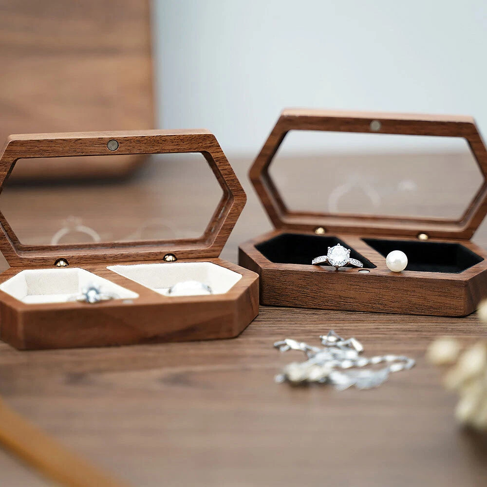 Engagement Ring Box for Proposal Engagement wooden for Double or Single RIng. | eBay