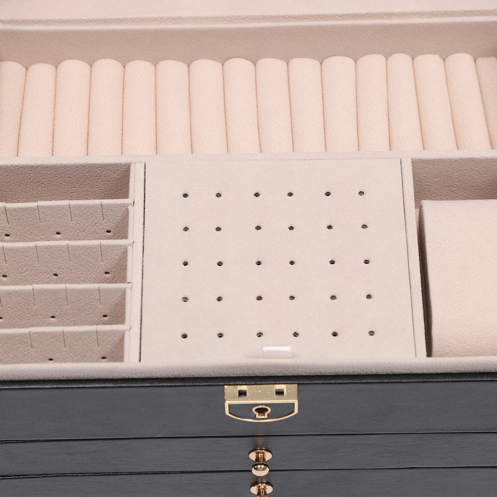Lockable Jewelry Box Organizer PU 3tire Storage W/ 8built-in Hooks & Storage Bag | eBay