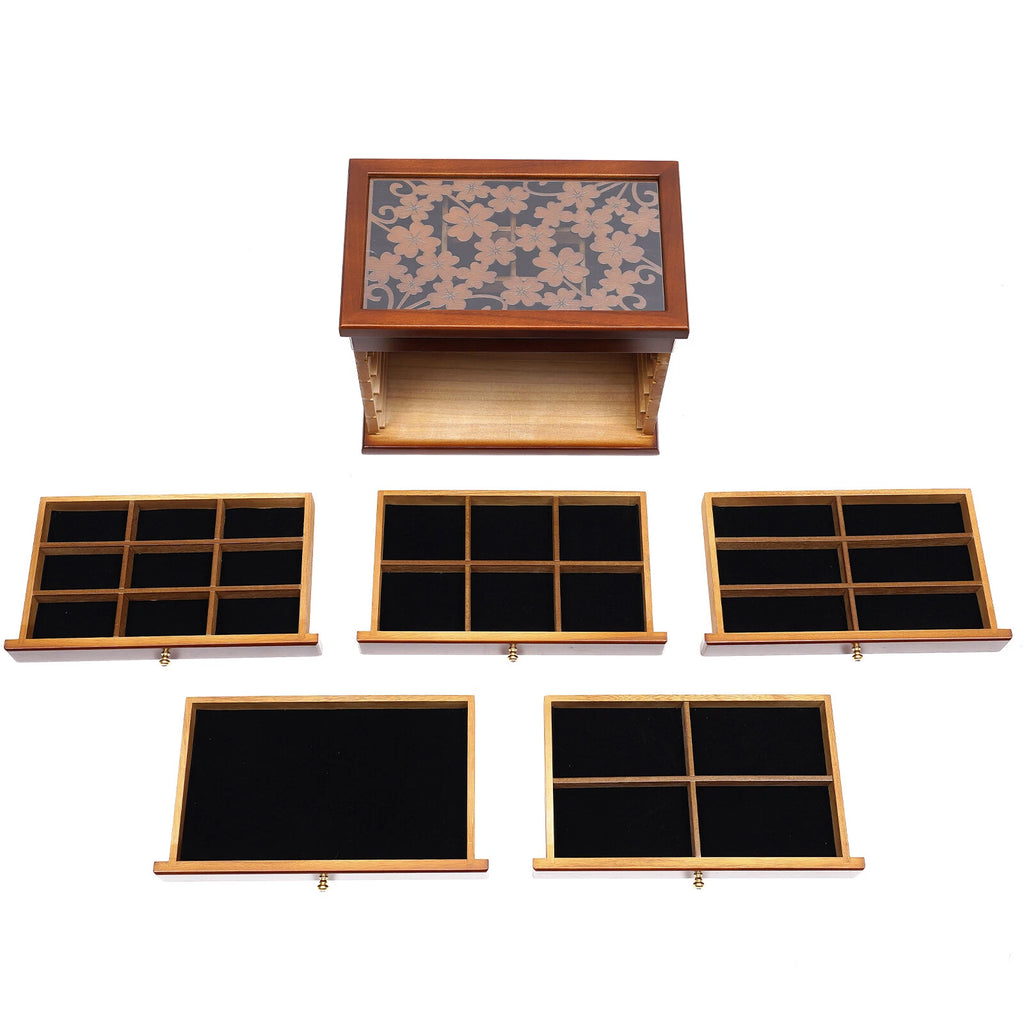 6-Layer Brown Jewelry Box Case Necklace Ring Storage Cabinet Organizer &Drawers | eBay
