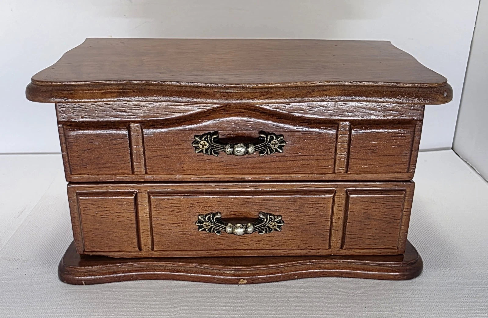 Small Vintage Wooden Jewelry Box With Drawer & Mirror Pre Owned *READ * | eBay