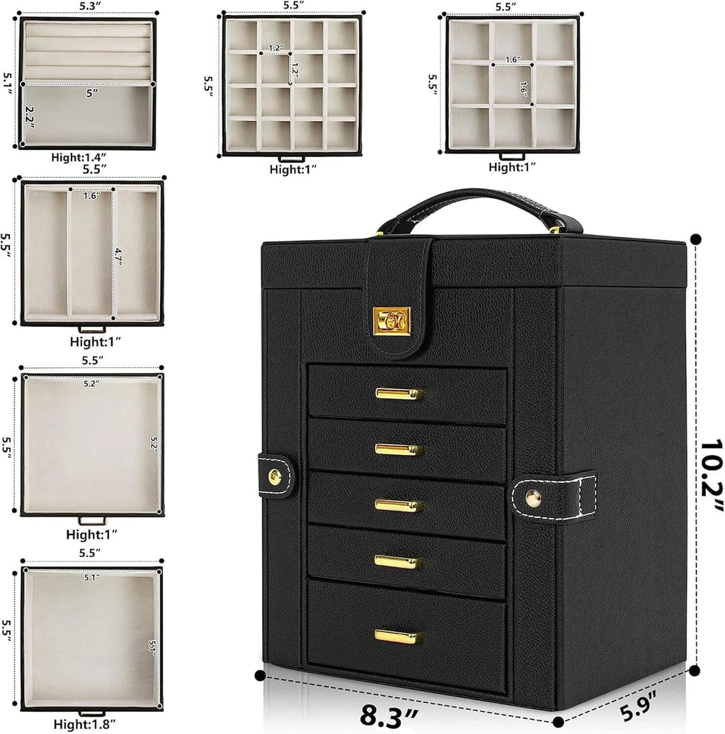 Jewelry Box Organizer for Women Girls Functional Leather Jewelry Storage Case US | eBay