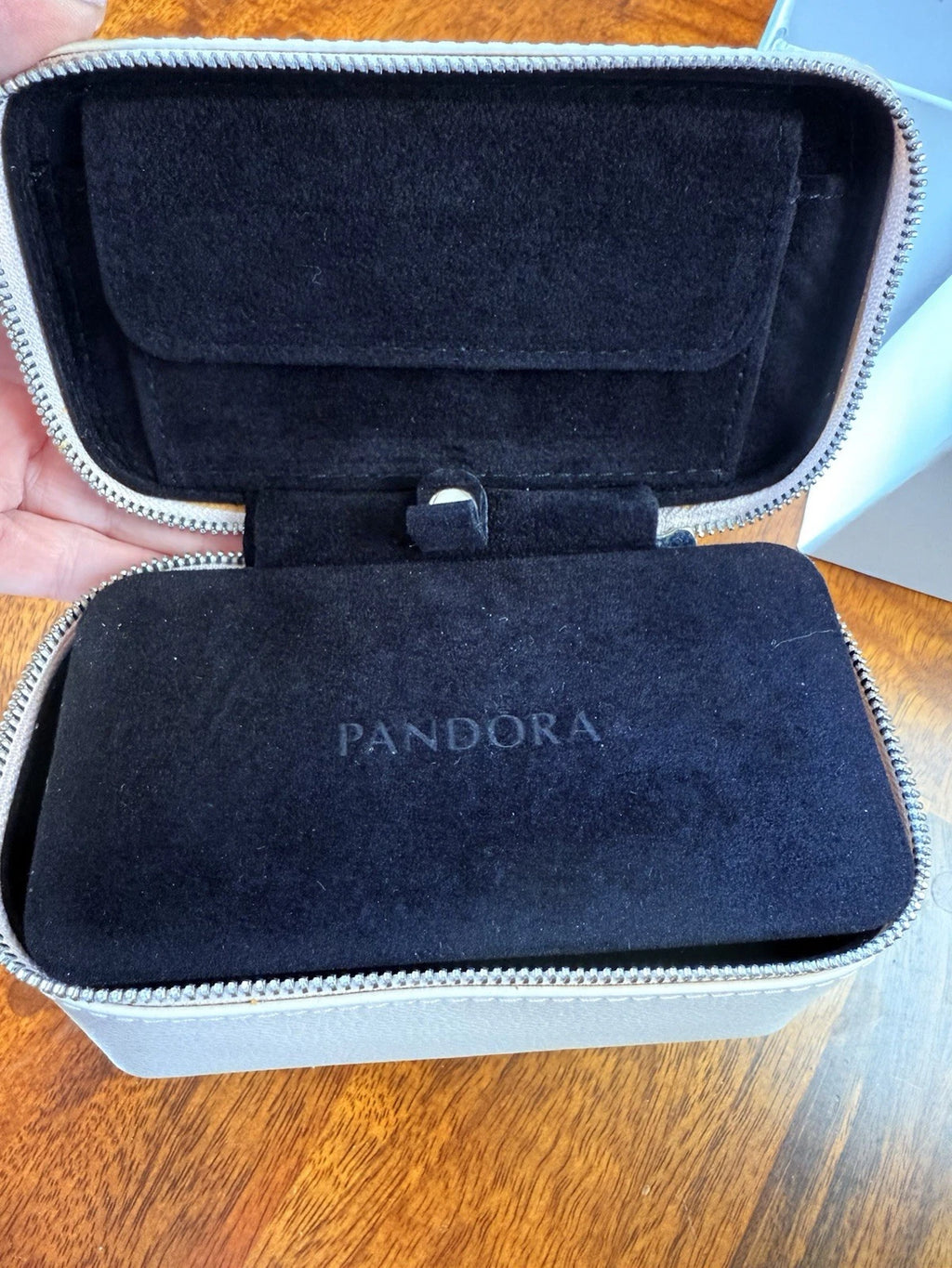 NIB Pandora Portable Jewelry Box Travel Organizer Handled Beige | eBay