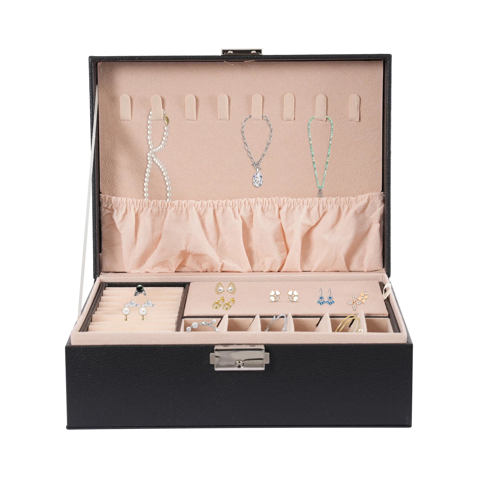 Large Portable Jewelry Box Organizer Watch Necklace Ornament Case Travel Storage | eBay