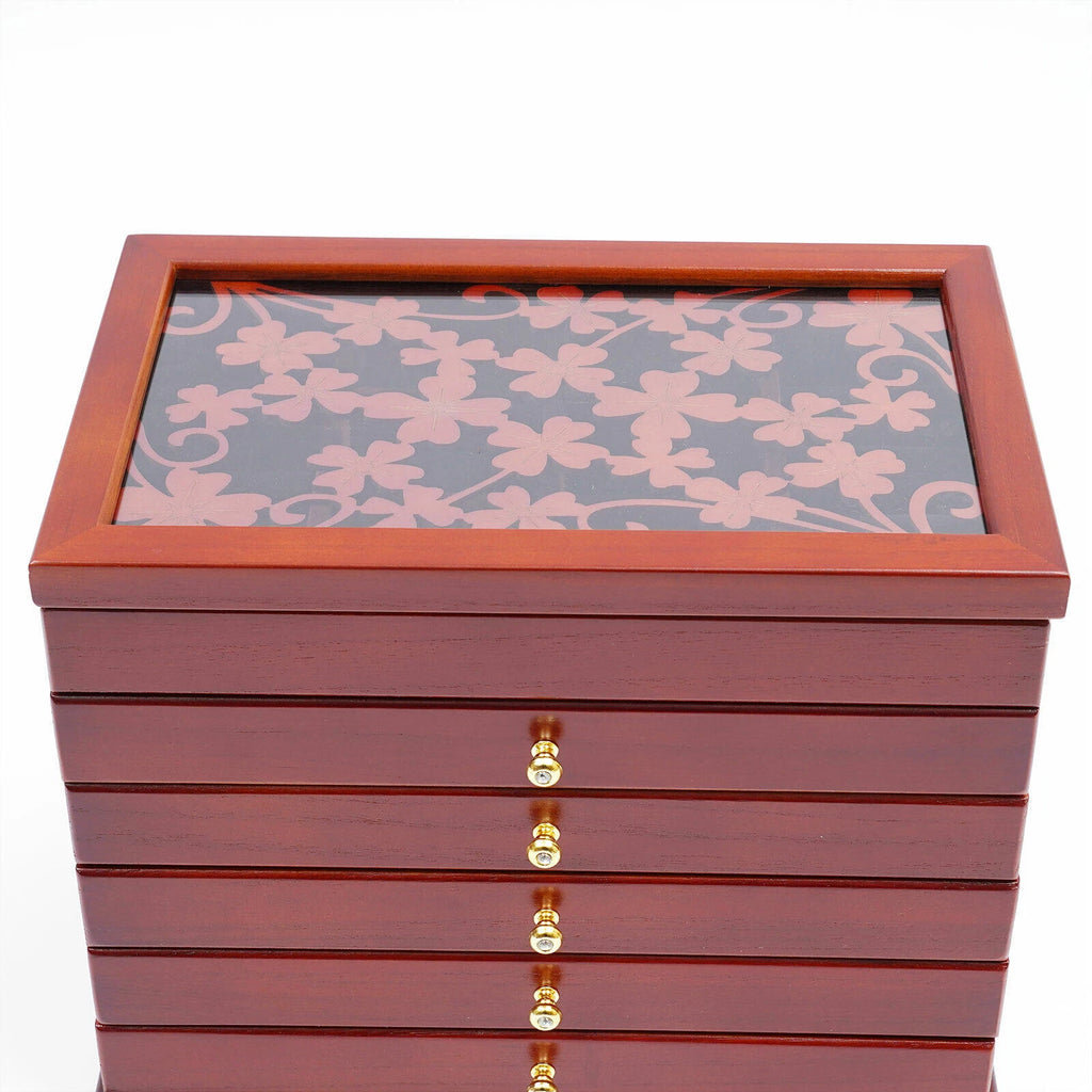 6 Layer Wooden Jewelry Storage Box Organizer Large Capacity Watch Display Box | eBay