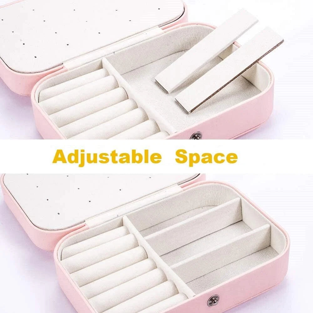 Double Layer Jewelry Box Organizer Case Rings Earrings Necklace Storage Portable | eBay