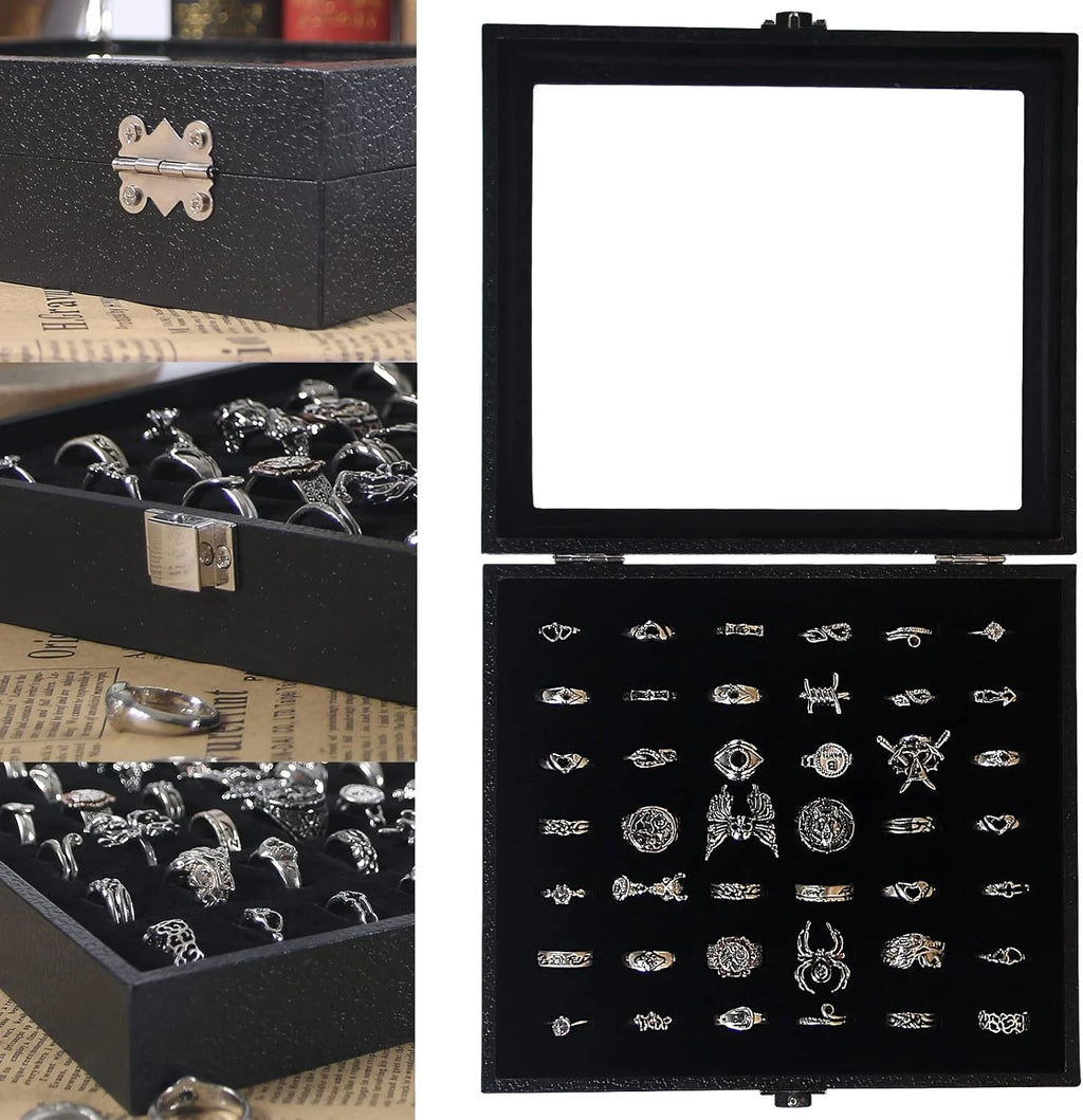 Ring Organizer Display Case, Black Jewelry Storage Tray for 42 Rings, Stackable | eBay