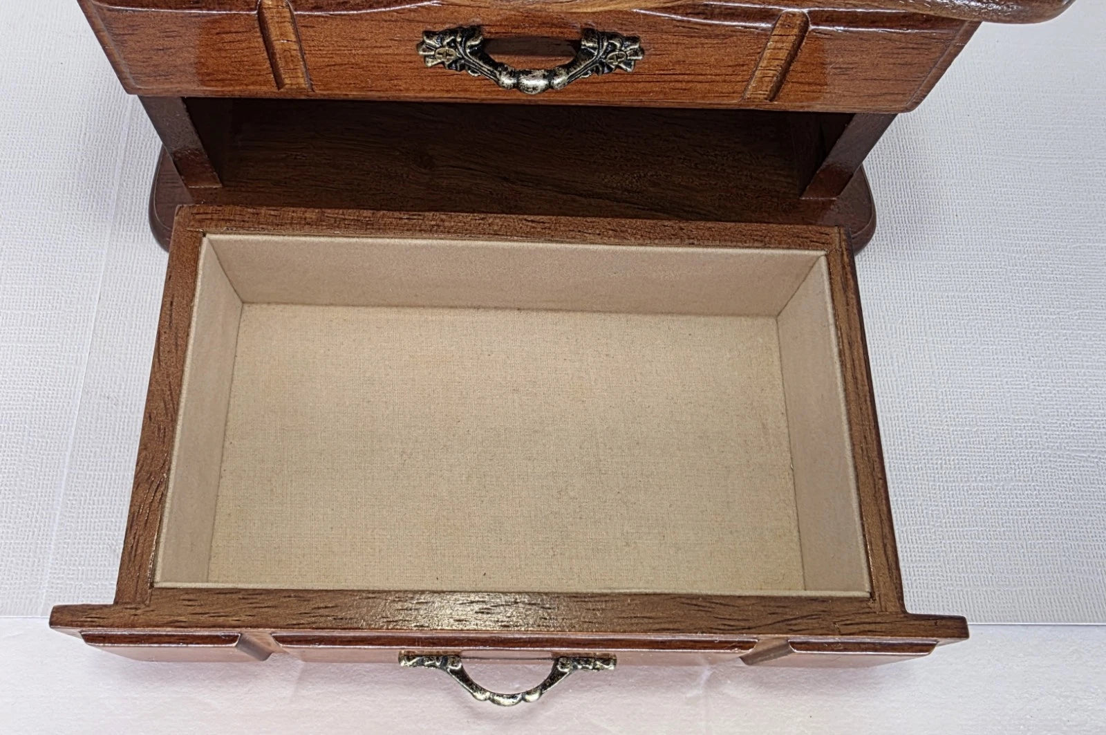 Small Vintage Wooden Jewelry Box With Drawer & Mirror Pre Owned *READ * | eBay
