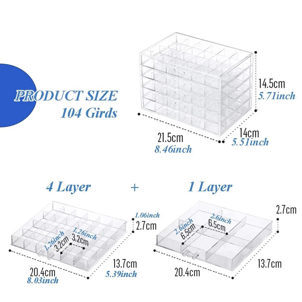 Earring Storage Box Organizer Acrylic Jewelry Storage Box Holder 5 Drawers | eBay