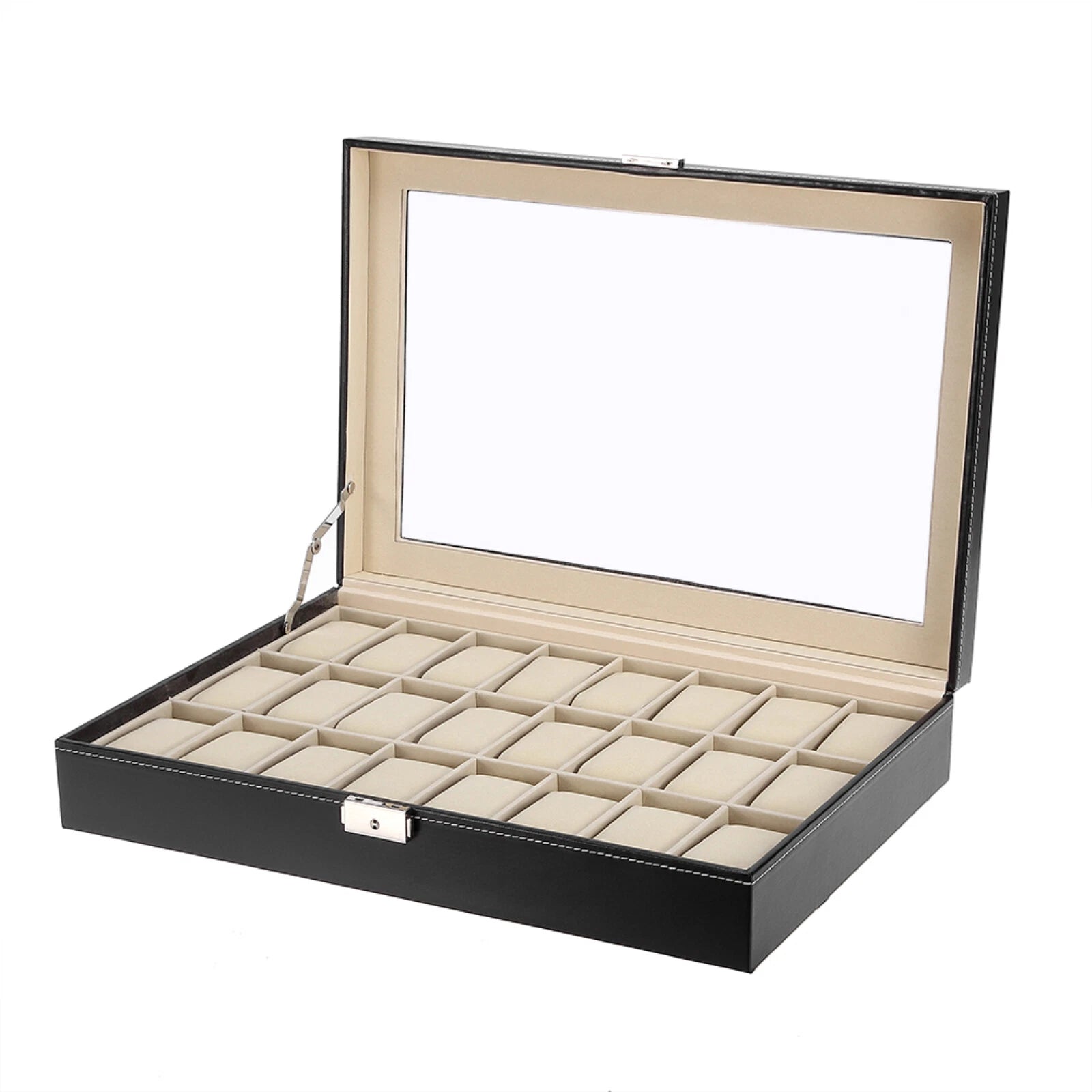 Watch Box Case Organizer Watches Holder Jewelry Storage Top Glass Display Gift | eBay