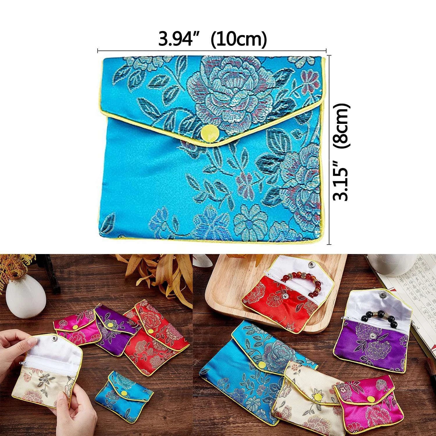 12Pcs Fancy Silk Chinese Jewelry Storage Purse Pouches Zipper Gift Bags Pouch US | eBay