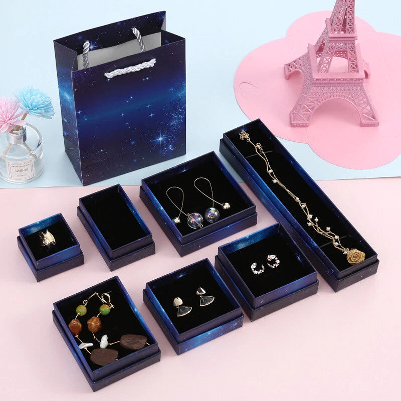 5PCS Dark Blue Star Jewelry storage Box 8Sizes Earring Necklace Ring Organizers | eBay