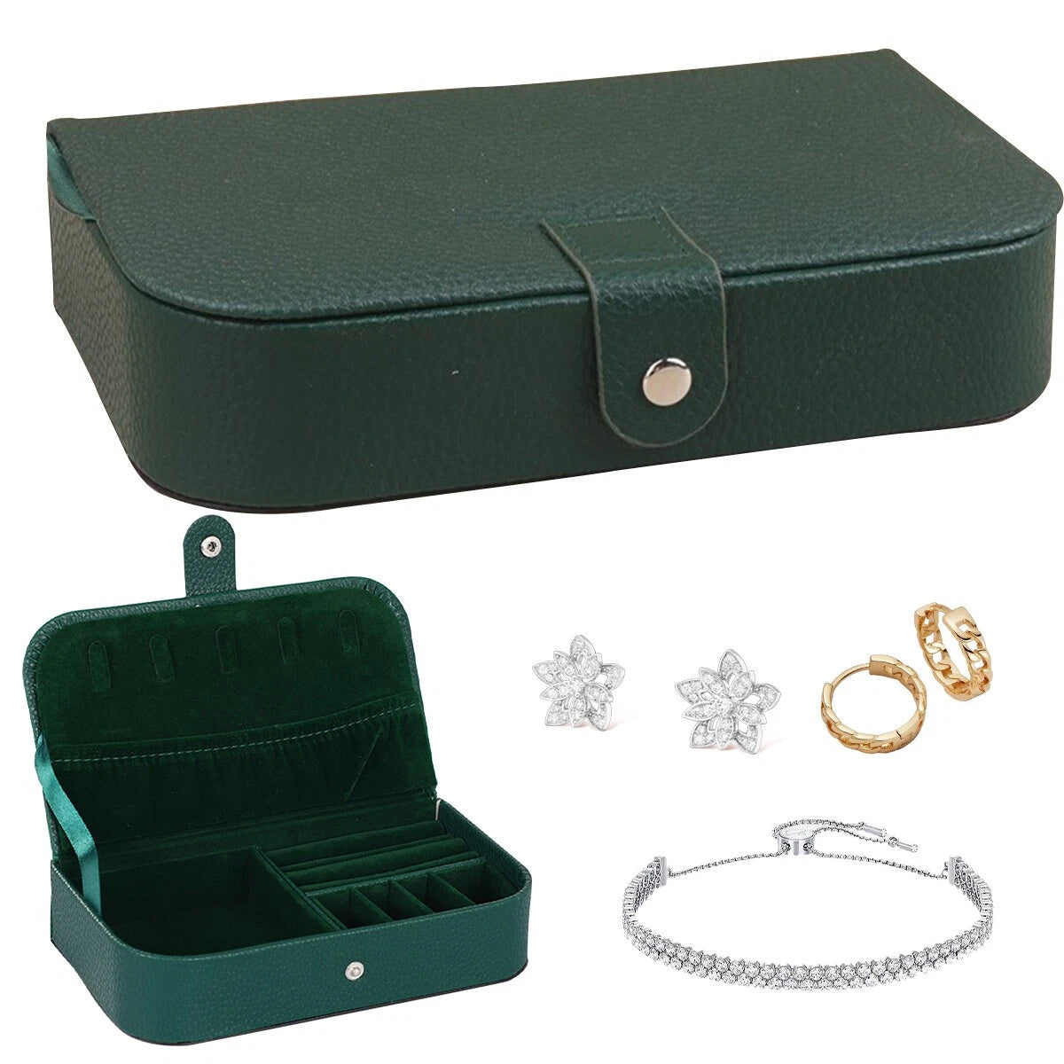 Portable Jewellery Box Organizer Leather Jewelry Storage Case Travel | eBay