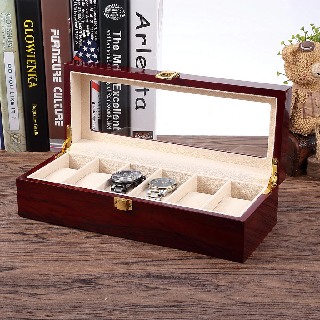 Watch Box Case Organizer Watches Holder Jewelry Storage Top Glass Display Gift | eBay