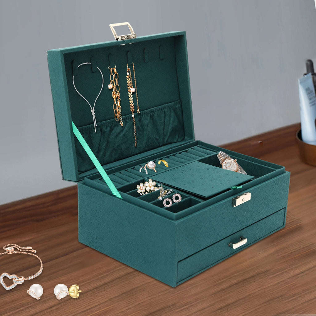 3-Layer Large Jewelry Storage Case Jewelry Box Organizer for Women Girls+Drawers | eBay