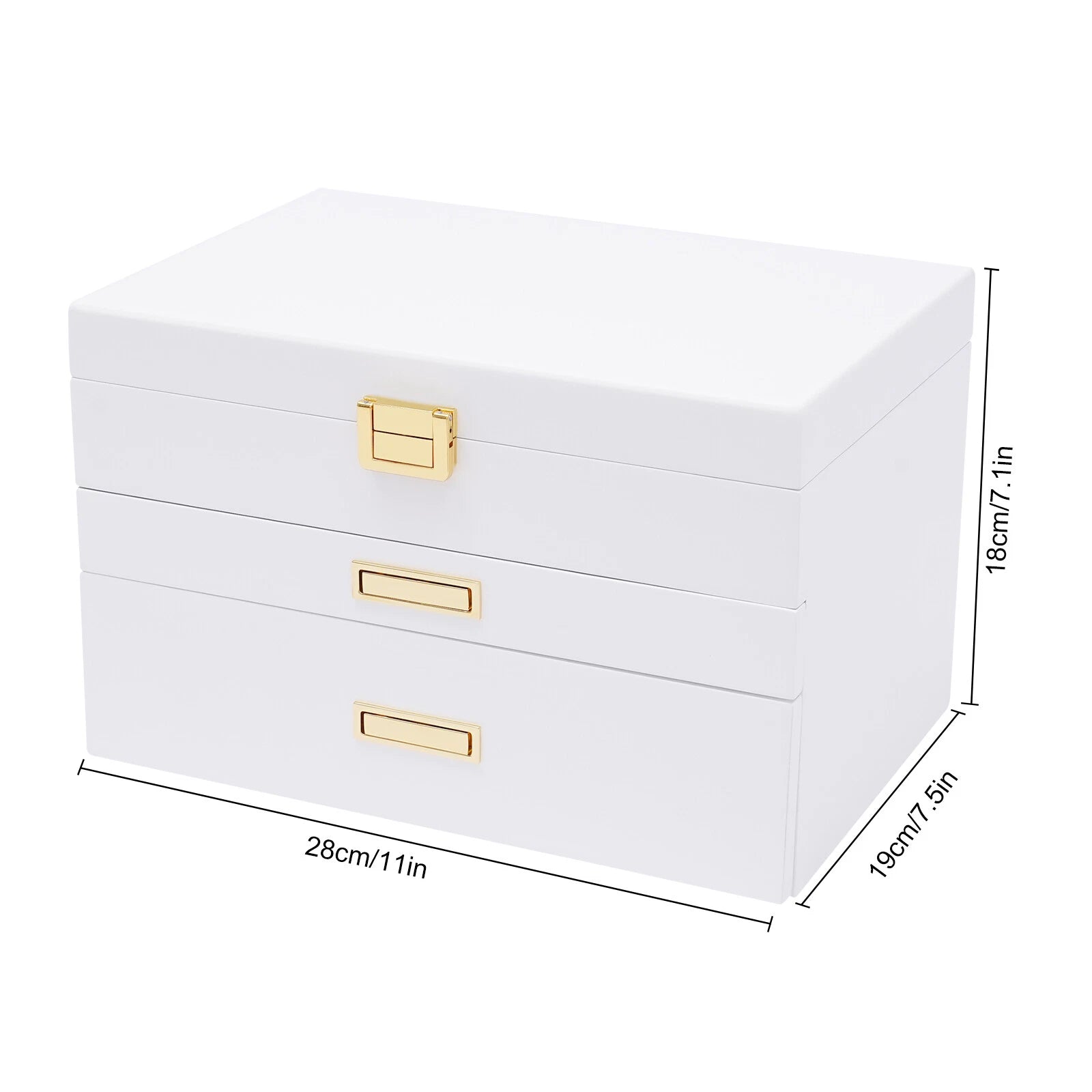 3 Layers Jewelry Storage Box W/ Safe Lock Large Capacity Organizer with 2 Drawer | eBay