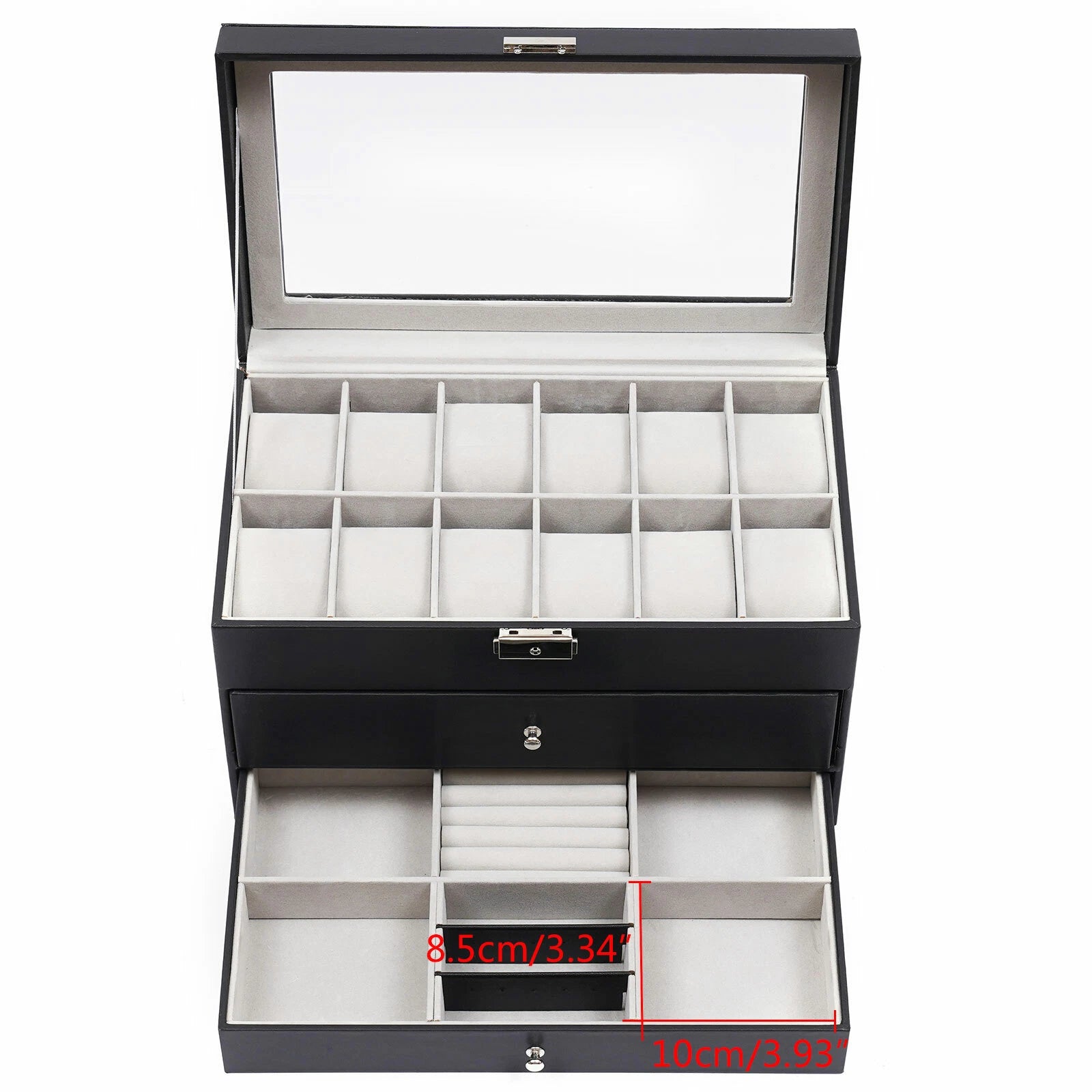 3-Layer Jewelry Storage Box 25 Slots Watch Sunglasses Organizer Display Case. | eBay