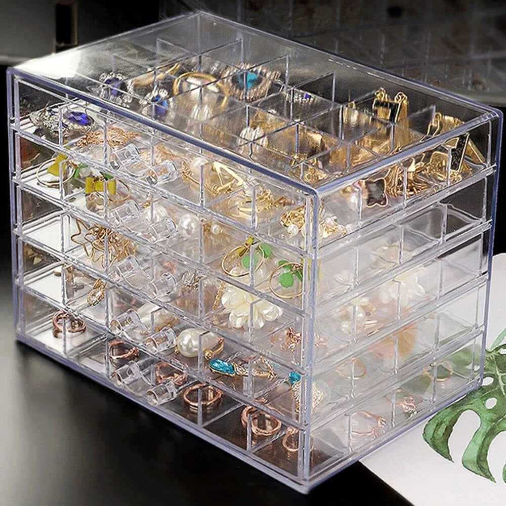 Acrylic Jewelry Storage Box Earring Holder with 5 Drawers, 120 Grids Jewelry | eBay