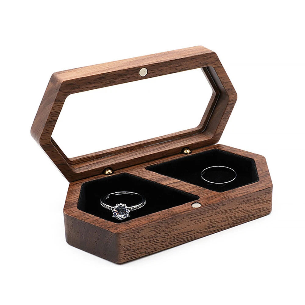 Engagement Ring Box for Proposal Engagement wooden for Double or Single RIng. | eBay