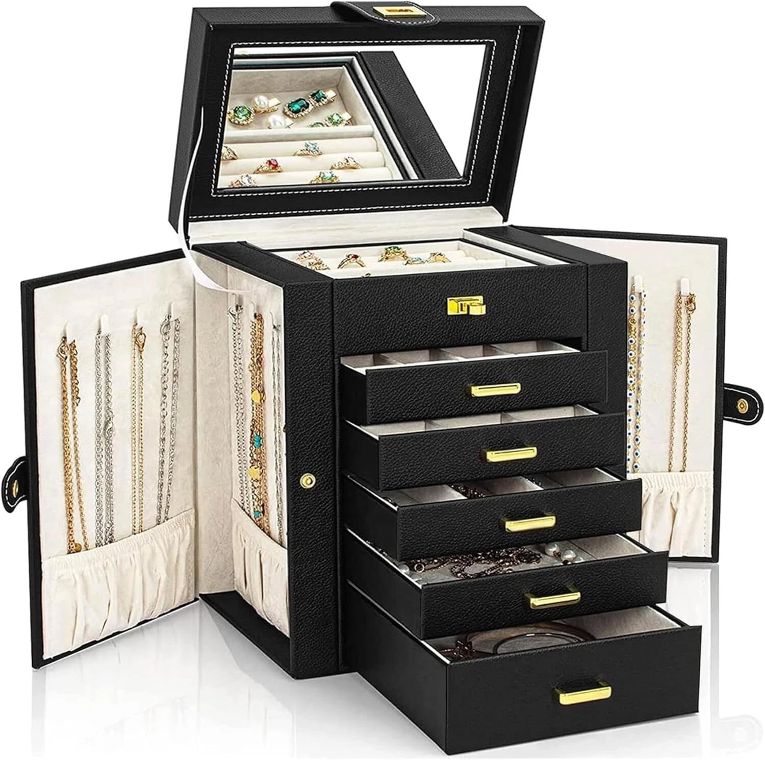 Jewelry Box Organizer for Women Girls Functional Leather Jewelry Storage Case US | eBay