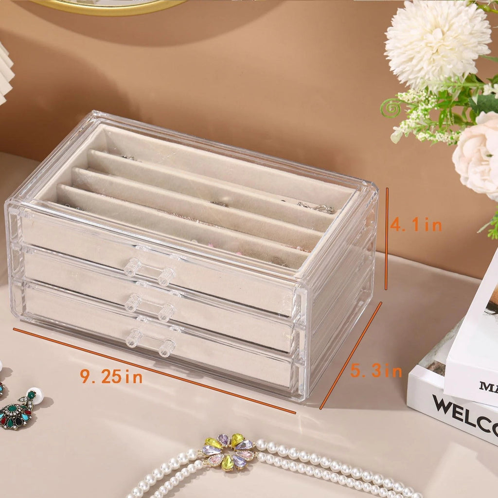 Necklace Organizer Box with Clear Lid, Velvet Jewelry Holder Storage | eBay