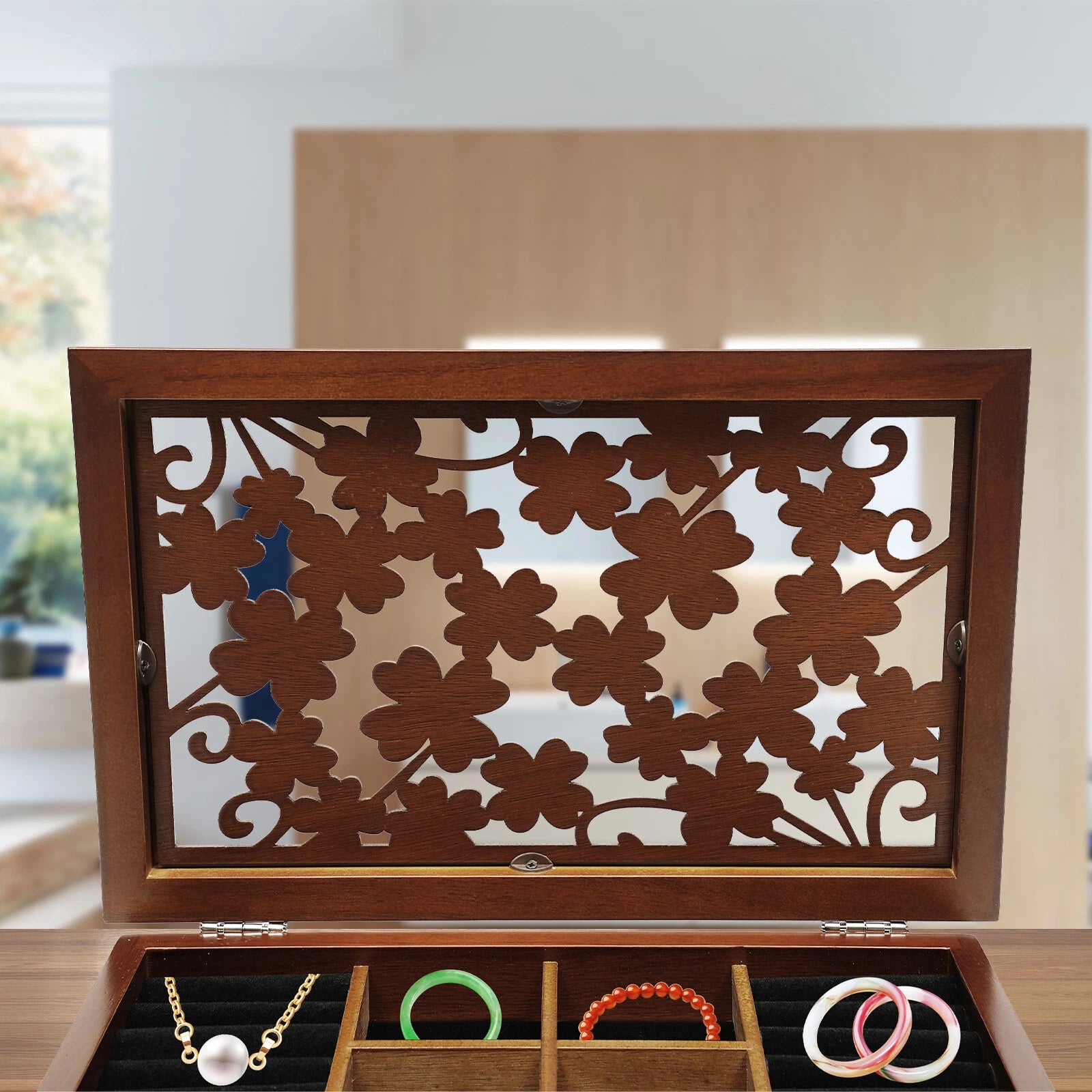 6-Layer Jewelry Storage/Collection Box Wooden Jewelry Organizer Case US | eBay