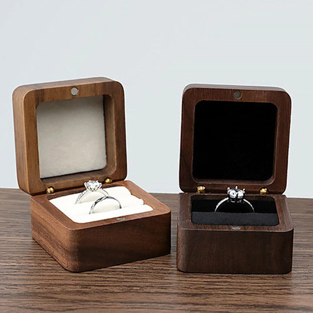 Engagement Ring Box for Proposal Engagement wooden for Double or Single RIng. | eBay