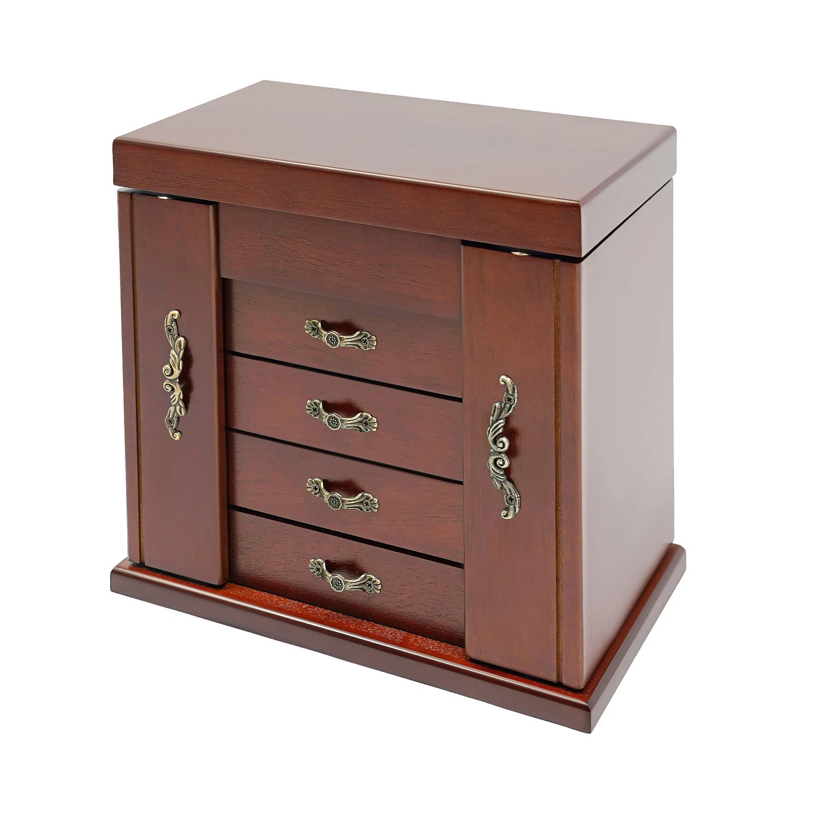 5 Layer Vintage Wooden Jewelry Box Organizer Necklace Rings Case Storage Cabinet | eBay