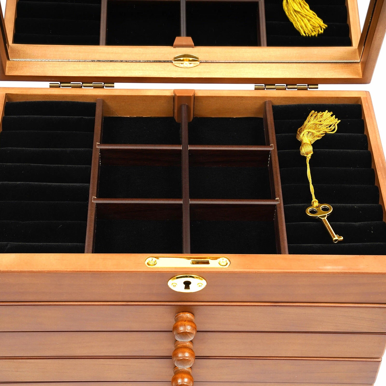 Large Jewelry Box 6-Tier Jewelry Organizer Multi-functional Storage Case Mirror | eBay