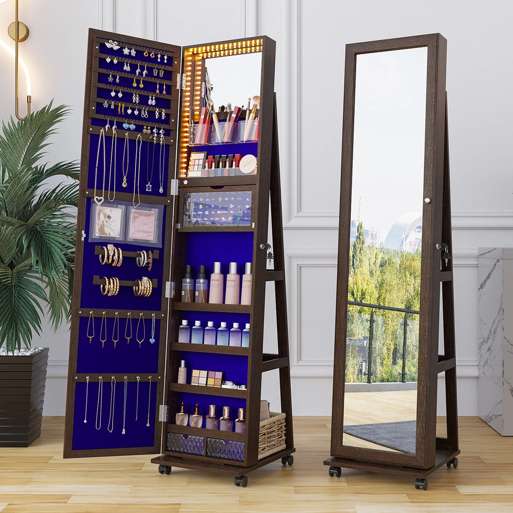 360° Swivel Jewelry Cabinet for Bedroom Full Length Mirror with Lock | eBay