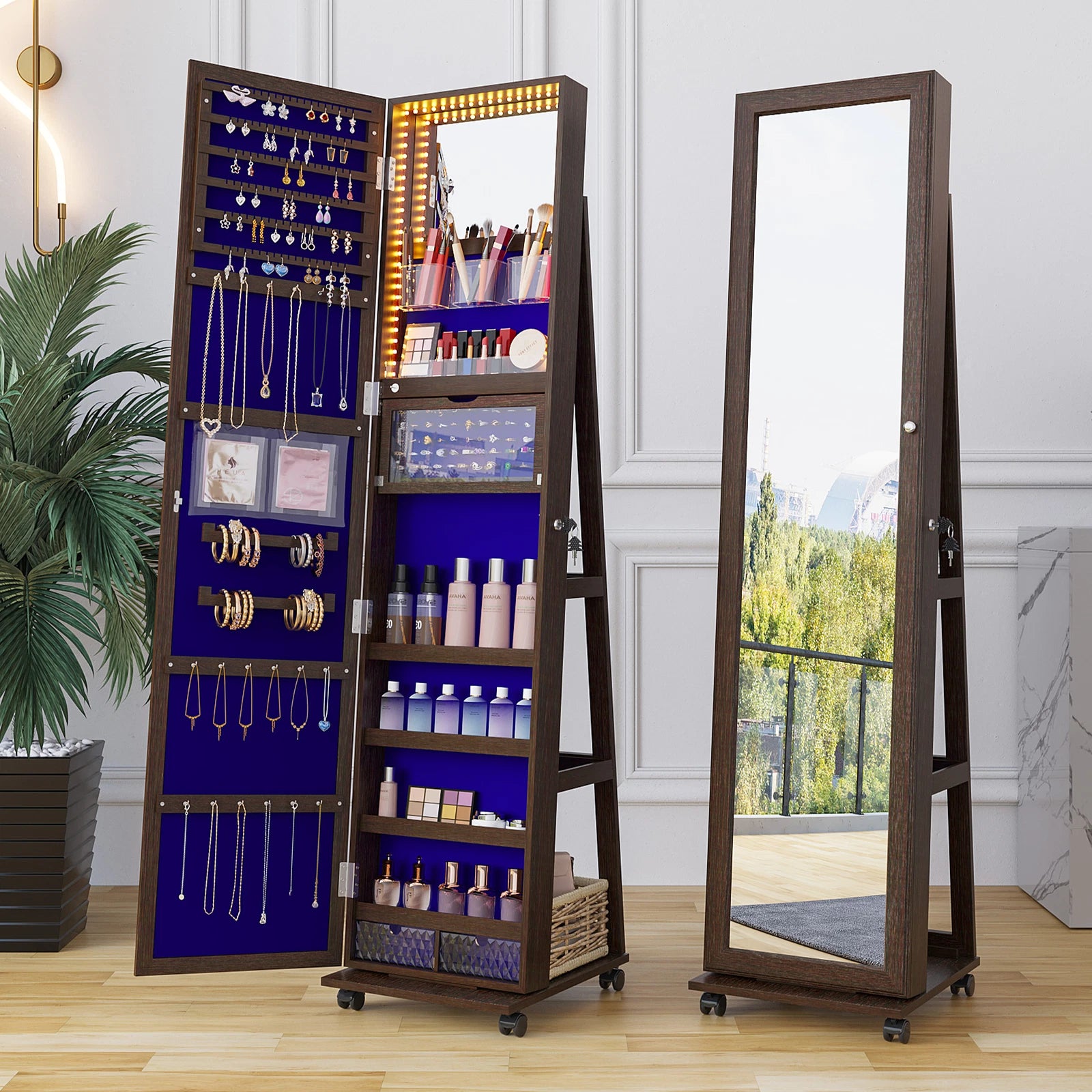 360° Swivel Jewelry Cabinet for Bedroom Full Length Mirror with Lock | eBay
