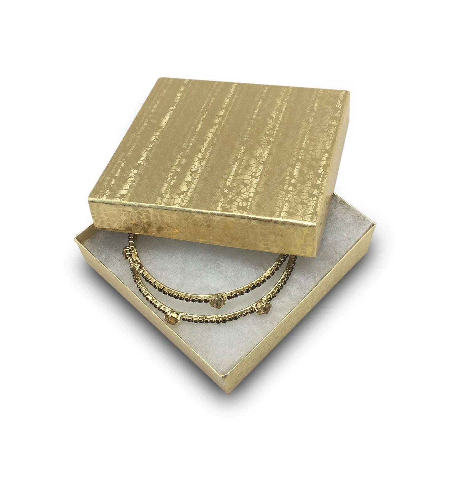 100pc Cardboard Paper JEWELRY GIFT BOX w/ Cotton Padding Insert - Gold - 11 Size | eBay