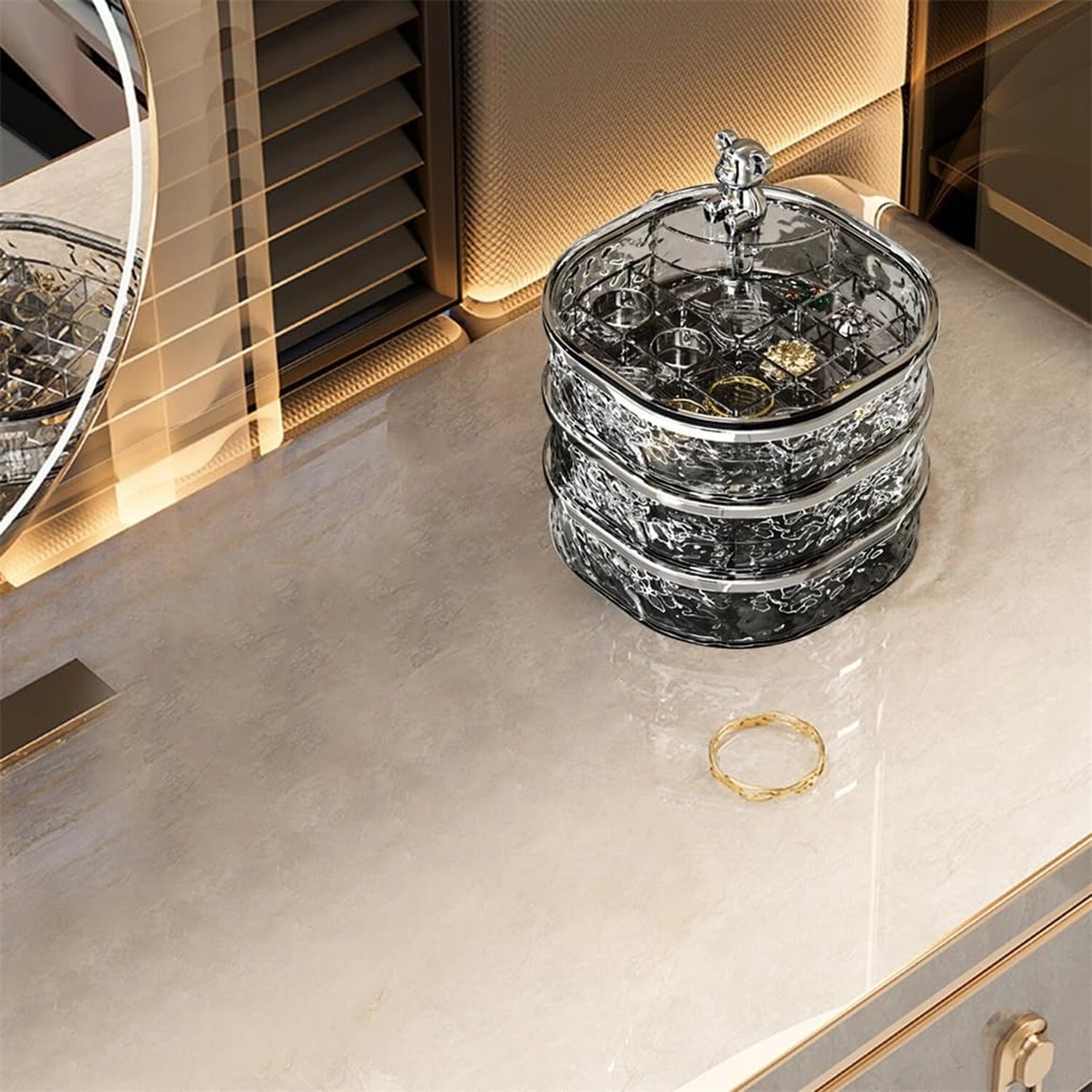 Jewelry Storage Box Rotating Storage Box 3 Layer Jewellery Organiser Box Jewe... | eBay