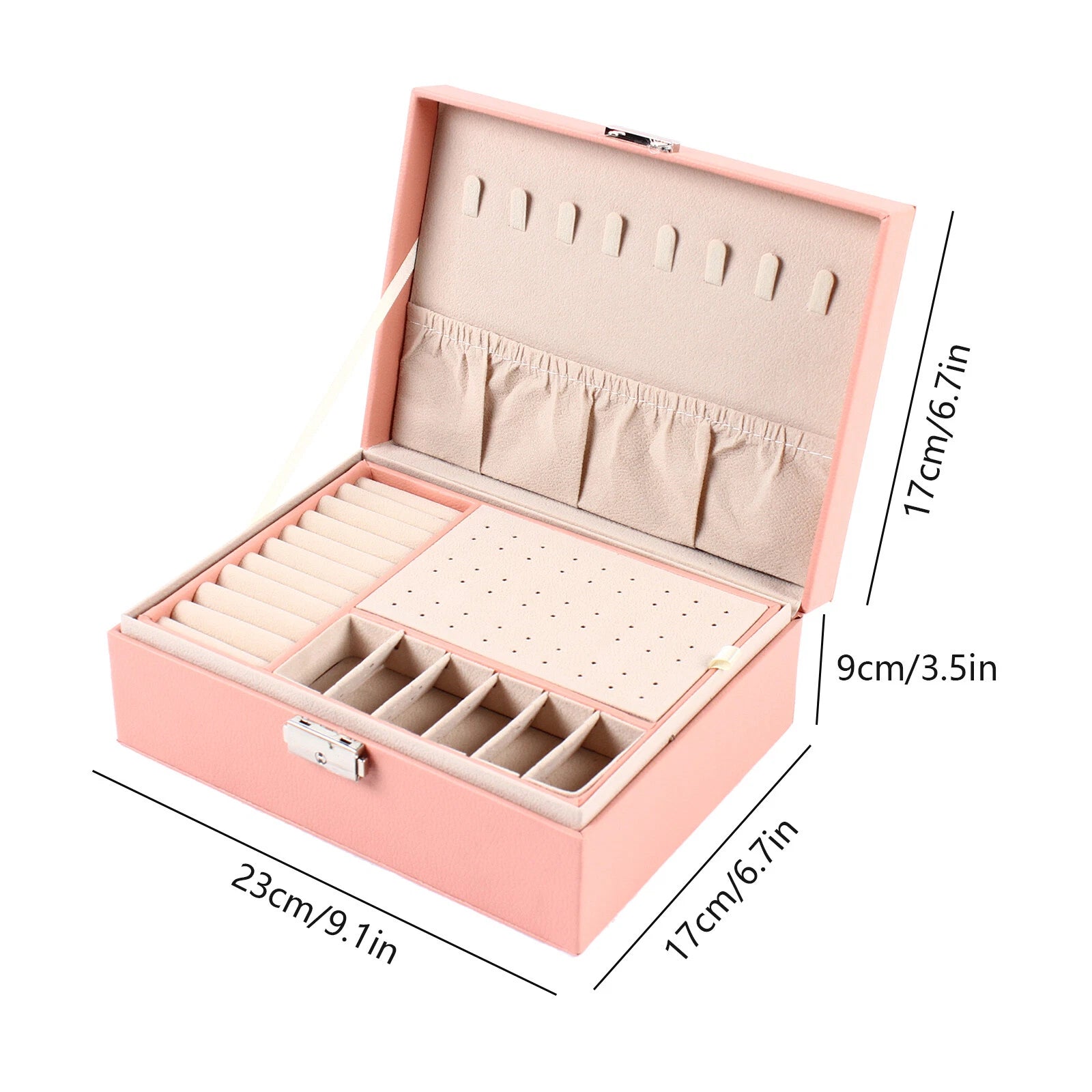 For Necklaces Rings Earrings Jewelry Box Organizer Storage Case Pink Women Gift | eBay