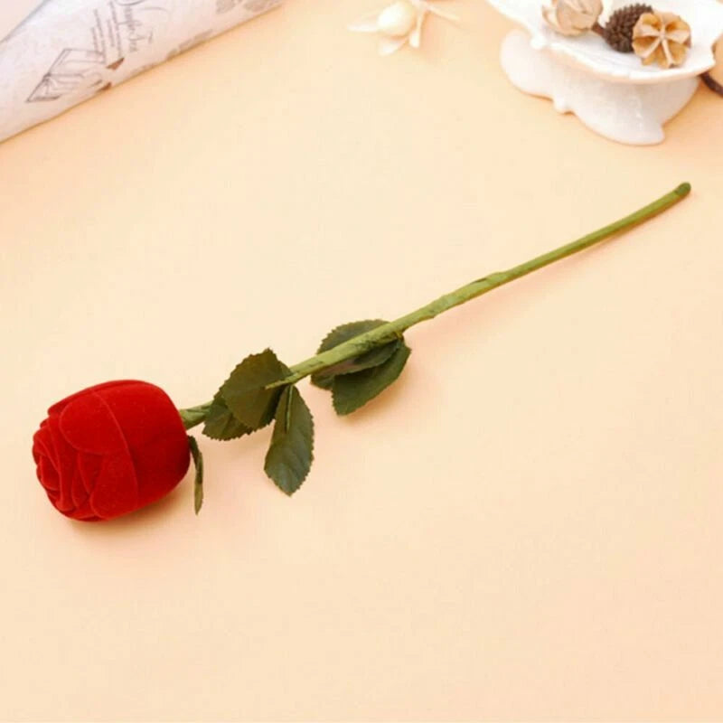 Charm Red Rose Flower Velvet Jewelry Storage Box Engagement Ring Display Case | eBay