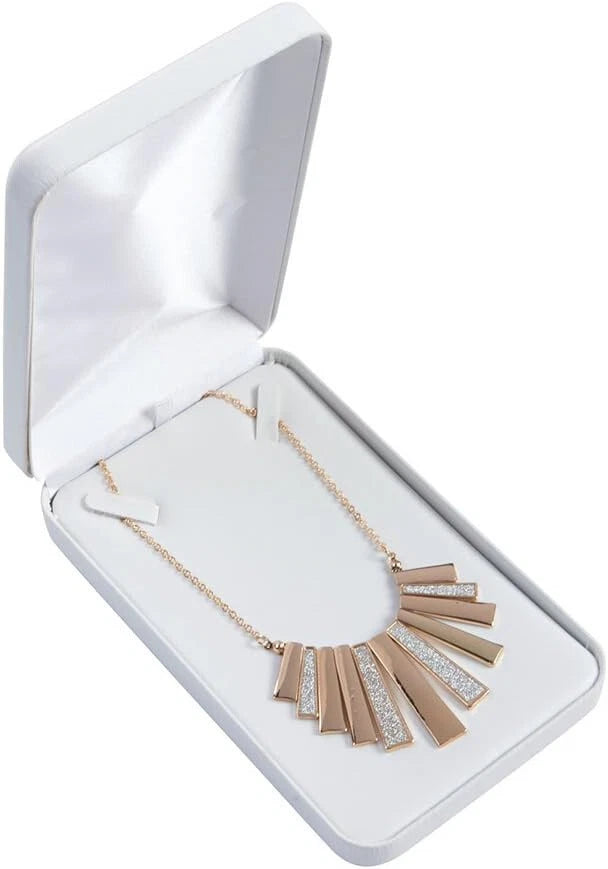 50 White Faux Leather Necklace Boxes 4 ¼" x 7" x 1 ⅜" Jewelry Box Pendant Gift | eBay